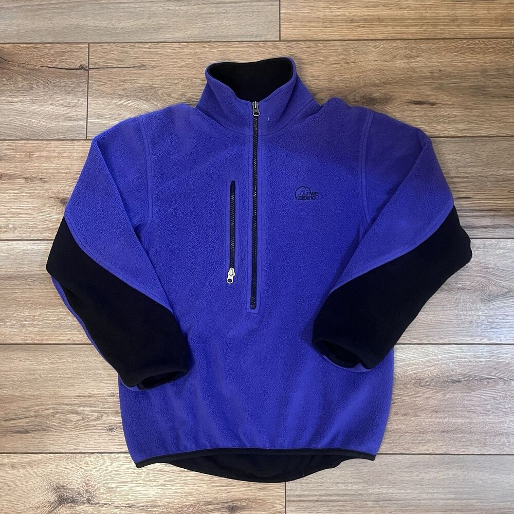 Vintage Lowe Alpine Fleece 1/2 Zip Pullover Sweatshirt Purple Black USA Made S